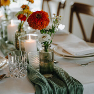 Tischläufer "musselin - olivgrün"